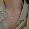 Sterling Silver Cross Zircon Necklace