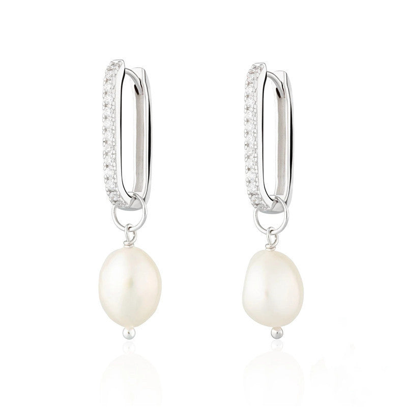 Sterling Silver Pearl Pendant Earrings