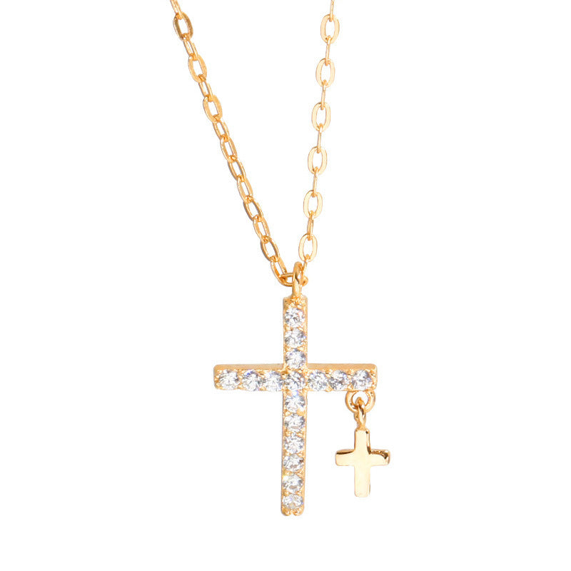Sterling Silver Cross Zircon Necklace