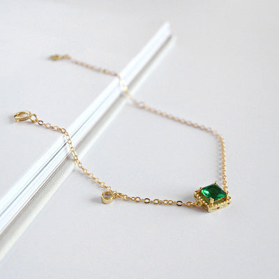Sterling Silver Green Square Bracelet