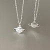 Silver White Glitter Sand Two Lucky Sterling Silver Necklace