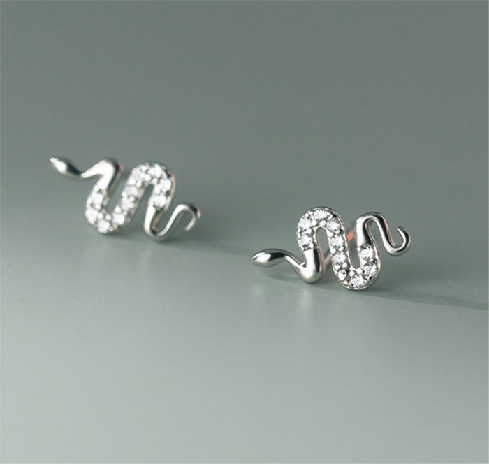 Sterling Silver 18K Gold plated Snake Stud Earrings